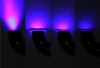 Fig 16. Curing light output through (left to right): traditional zirconia (3 mol% yttria), translucent zirconia (5 mol% yttria), lithium disilicate, and unobstructed.